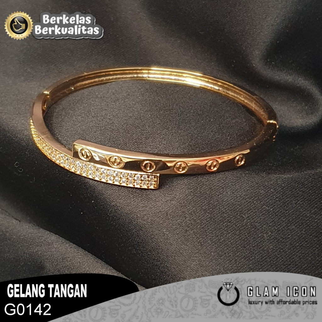 Gelang bangle cross mata tabur ukir ctr G0142 GBG