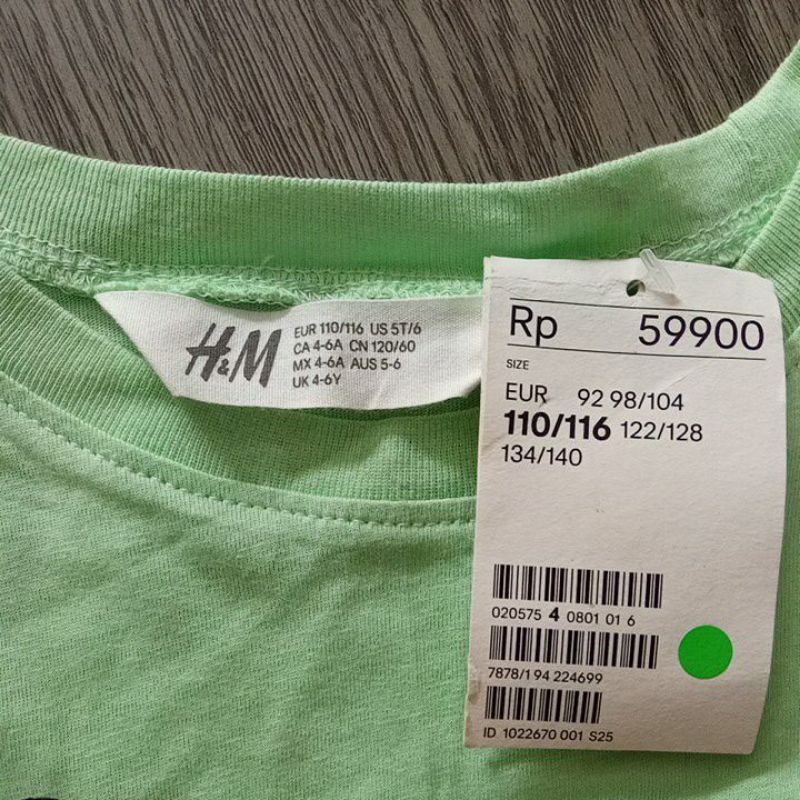 kaos H&amp;M original green