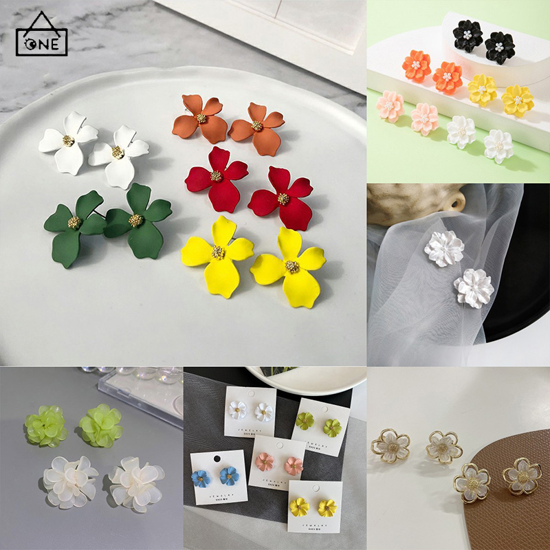 COD❤1 pasang Fashion Wanita Anting  Tusuk Motif Bunga Gaya Korea untuk Wanita 5 warna A one