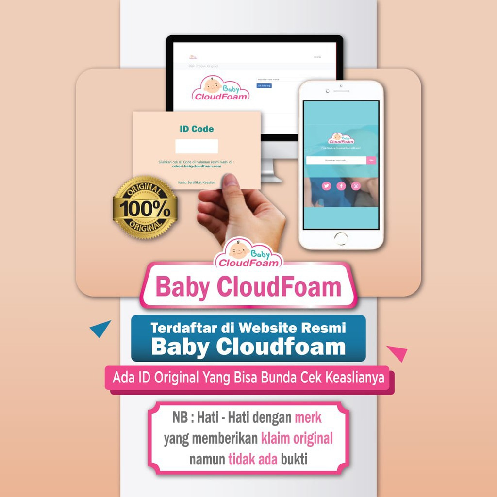 Baby Cloudfoam Bantal Anti Peyang Bayi Gratis Cetak Nama