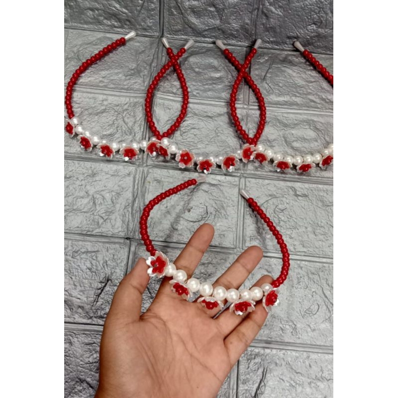 3pcs Bando Mutiara|Bando Merah Putih|Bando Manik