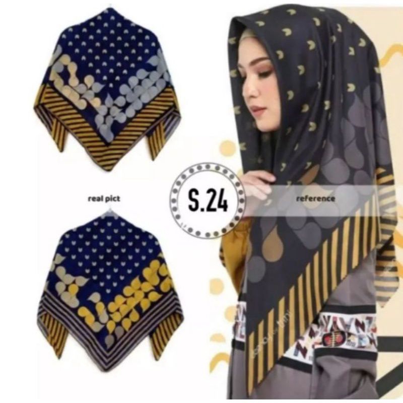 KERUDUNG SEGI EMPAT motif DNY ARWA HITAM DAN NEVY