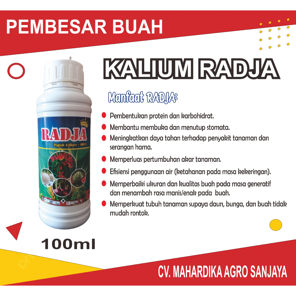 Kemasan 100ml Radja Pupuk Kalium Cair Murni Pembesar buah Generatif