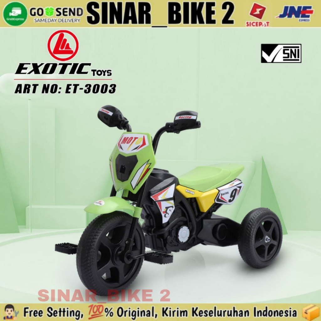 Motoran Exotic ET 3003 Sepeda Roda 3 Motoran Gowes