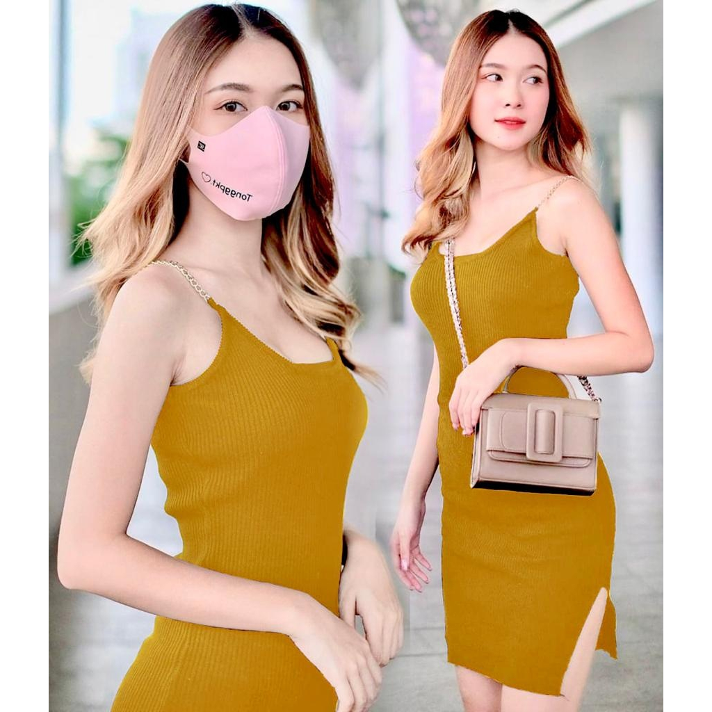 Toply shop Dres rajut sexy / Mini Dres rantai  / Dres rajut rantai