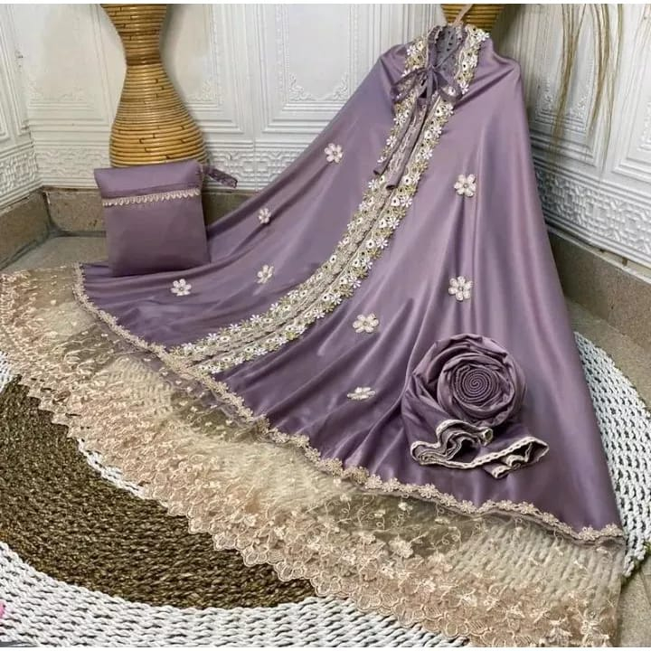 JAYSTORE02_MUKENA DEWASA SILK VELVET MOTIF SAVIRA KOMBINASI GYPRE TILE / MUKENA PRINCESS FRE TAS CAN