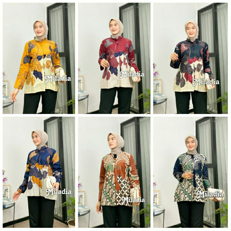 tey-17 Batik wanita ASJ SA HRB026 Kenongo Kemeja Tosca Pendek