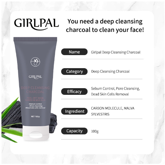 GIRLPAL Charcoal Blackhead Remover Mask 100g Peel Off Masker Wajah ​Hidung - Pembersih Komedo Deep Cleaning Oil Control