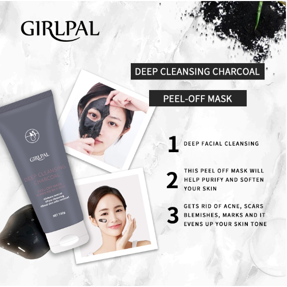 GIRLPAL Charcoal Blackhead Remover Mask 100g Peel Off Masker Wajah ​Hidung - Pembersih Komedo Deep Cleaning Oil Control