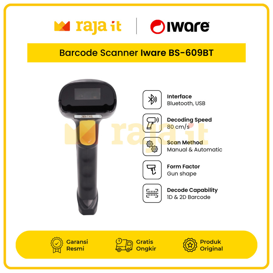 IWARE Barcode Scanner BS-609BT Autoscan QRcode 1D 2D + STAND BS 609BT