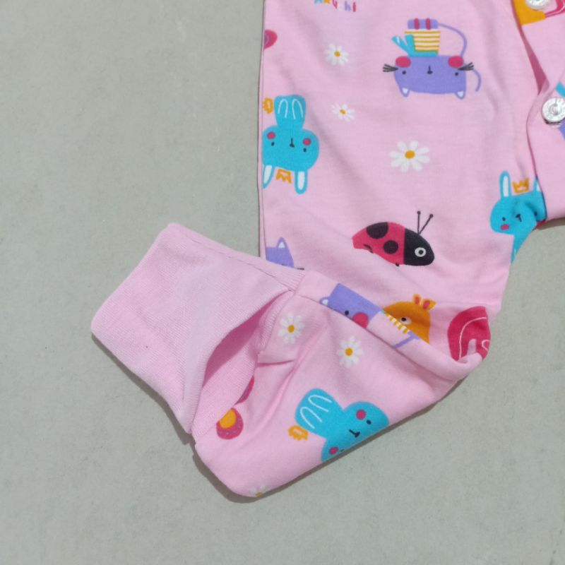 paket 3pc- SLEEPSUIT BAYI ARUCHI premium quality motif cheetah, bunny/ baju kodok bayi panjang/ jumpsuit aruchi baby