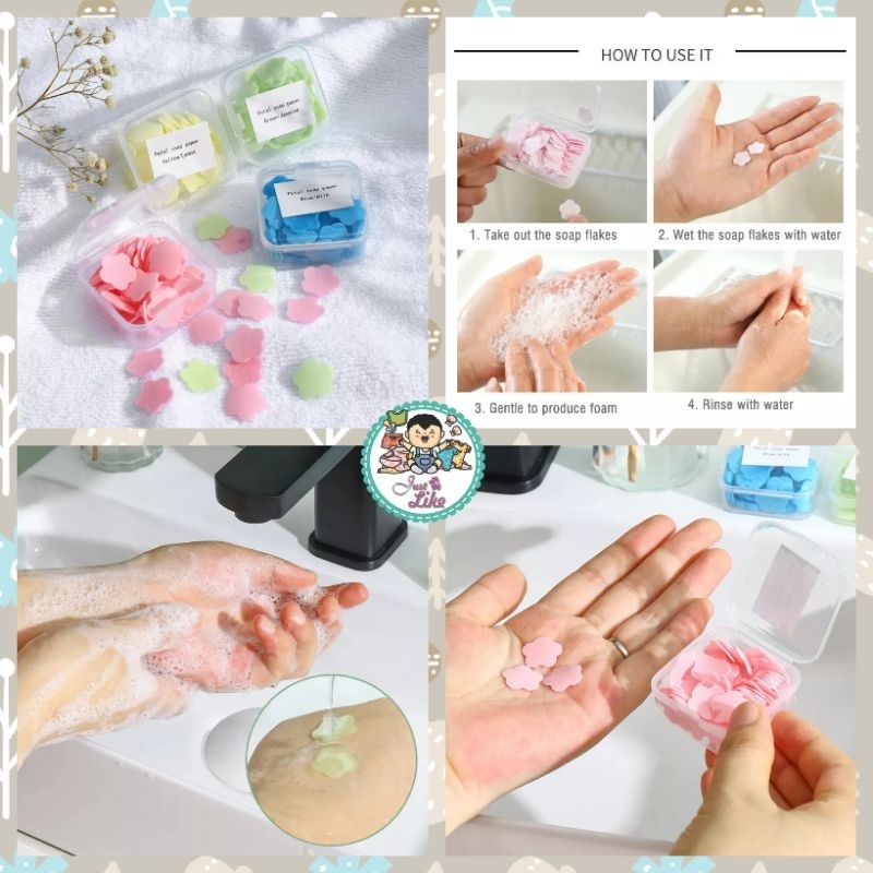 JLIKE-Sabun Kertas Mini motif Bunga / Sabun Cuci Tangan Kertas