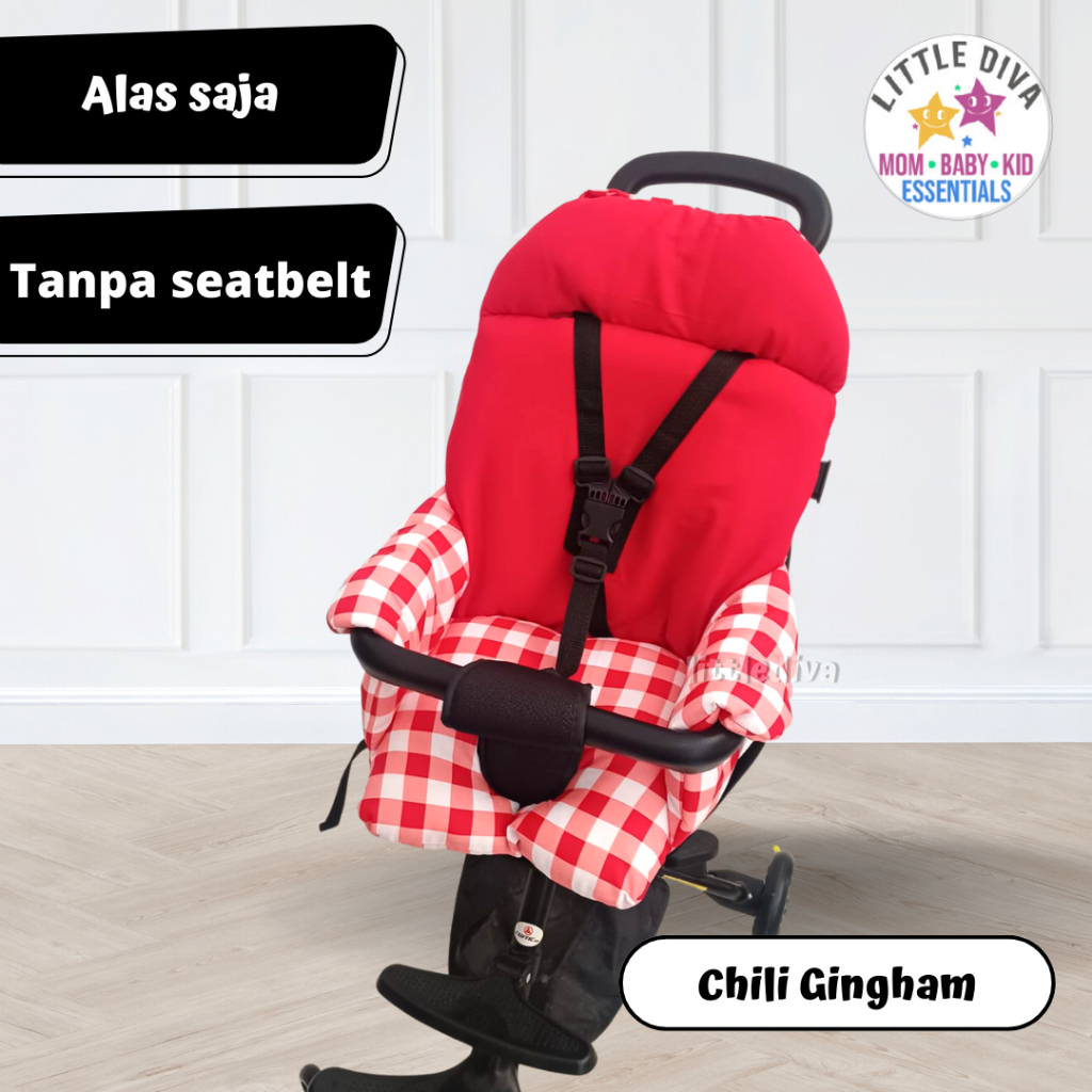 CHILI GINGHAM EGG 45  READY Alas Stroller TANPA TALI SEATBELT tinggi 45 cm Motif Dudukan Bantalan Stroler Kereta Dorong Exotic LW120 LW121 LW 120 121 Baobaohao V3 LW959 959 Pasific SP T006 T 006