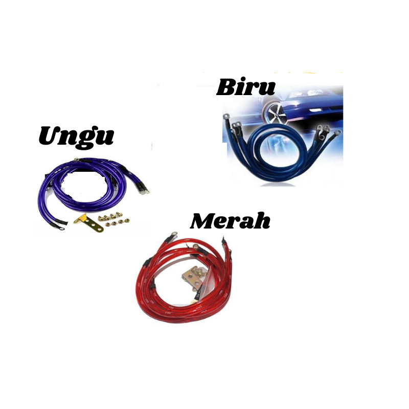 Kabel Grounding Mobil 5 titik Universal Biru Ungu Merah