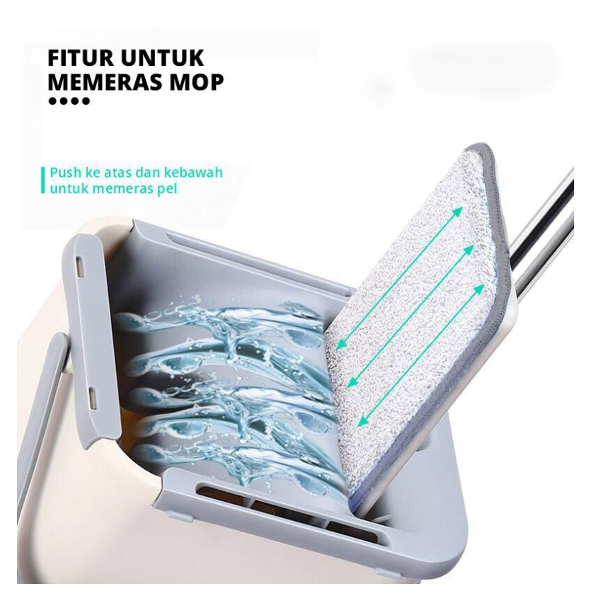 Alat Pel Tuoba Lantai Praktis Ultra Flat Mop Briny Super Pembersih Ember 2 Sekat Dry Wash Magic Microfiber Otomatis