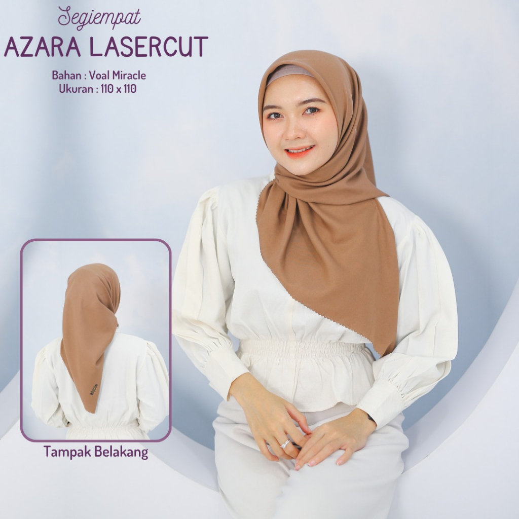 TERLARIS! Jilijab Segi empat Laser Cut Oskara Azara Voal Miracle Plain Azara Paris Premium Nyaman Dipakai | Bisa Cod