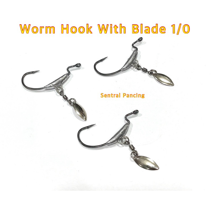 Mata Kail Pancing Soft Lure Worm Hook With Blade