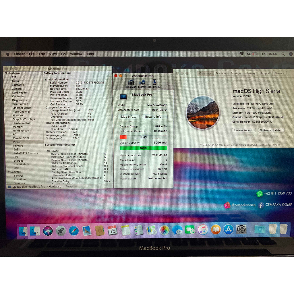 Macbook Pro 2011 13in Core i5 4GB SSD 128GB