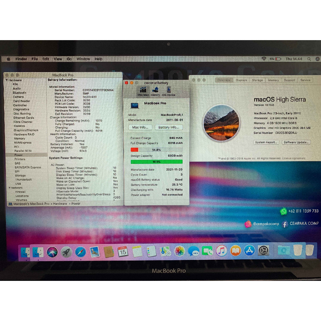 Macbook Pro 2011 13in Core i5 4GB SSD 128GB