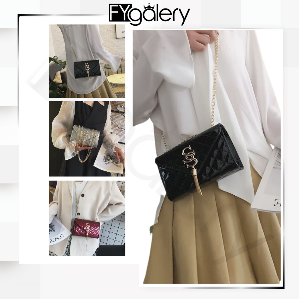 FYGALERY FYG1350 Tas Selempang Wanita Glossy Sling Bag Perempuan Elegan Fashion Korea