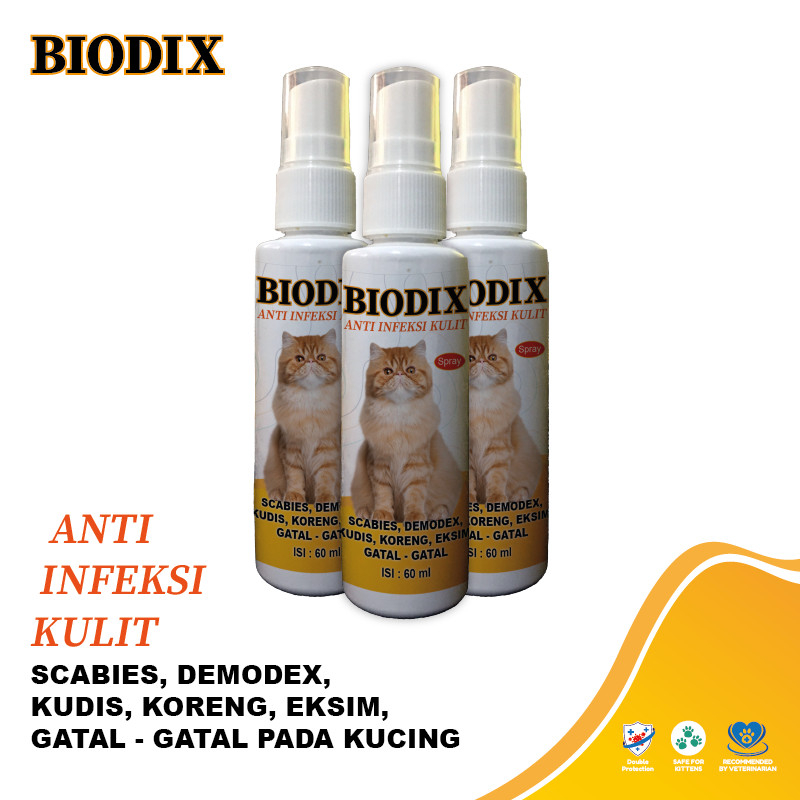 Biodix Spray obat kucing semprot anti Infeksi kulit scabies 60 ml