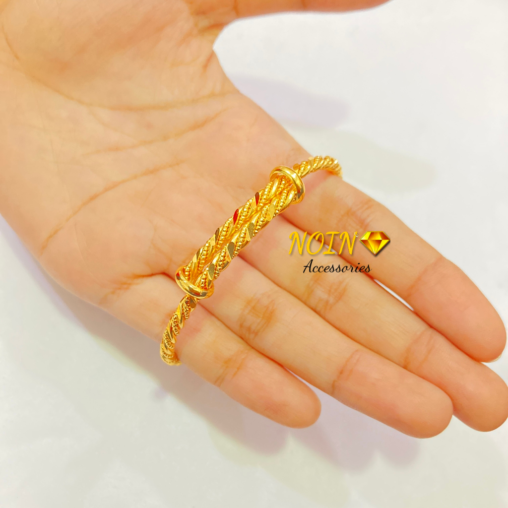 Gelang Bangle Tambang Wanita Lapis Emas Simple Model Aksesoris Fashion Perhiasan