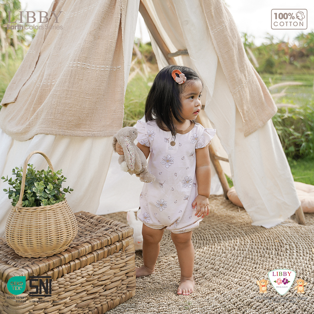 Libby Ivy Romper Ruffle 0-2 Tahun Puffy Jumper Cotton Earth Color Series Jumper Bayi Anak Perempuan V2 V3 CBKS