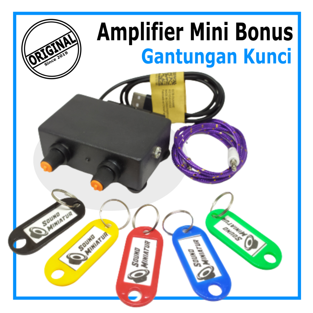 Ampli Mini Power Amplifier Sound Miniatur Komplit Kabel Aux Siap Cek Sound Bonus gantungan Kunci