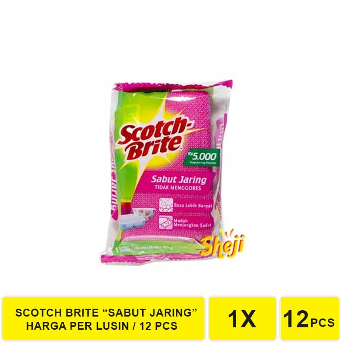 1 RENCENG ISI 12 SACHET 3M SCOTCH BRITE SPONS JARING PINK