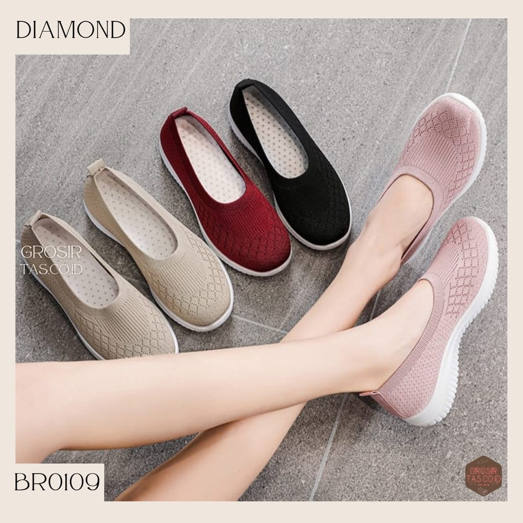 LYT FREE BOX Sepatu Slip On Wanita Sepatu Rajut Wanita Fashion LV0109