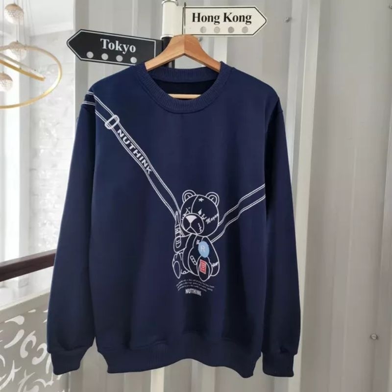 SWEATER BASIC PRIA WANITA TERBARU NUTHINK BEAR | SWEATER CREWNECK PRIA WANITA KEKINIAN KUALITAS DISTRO
