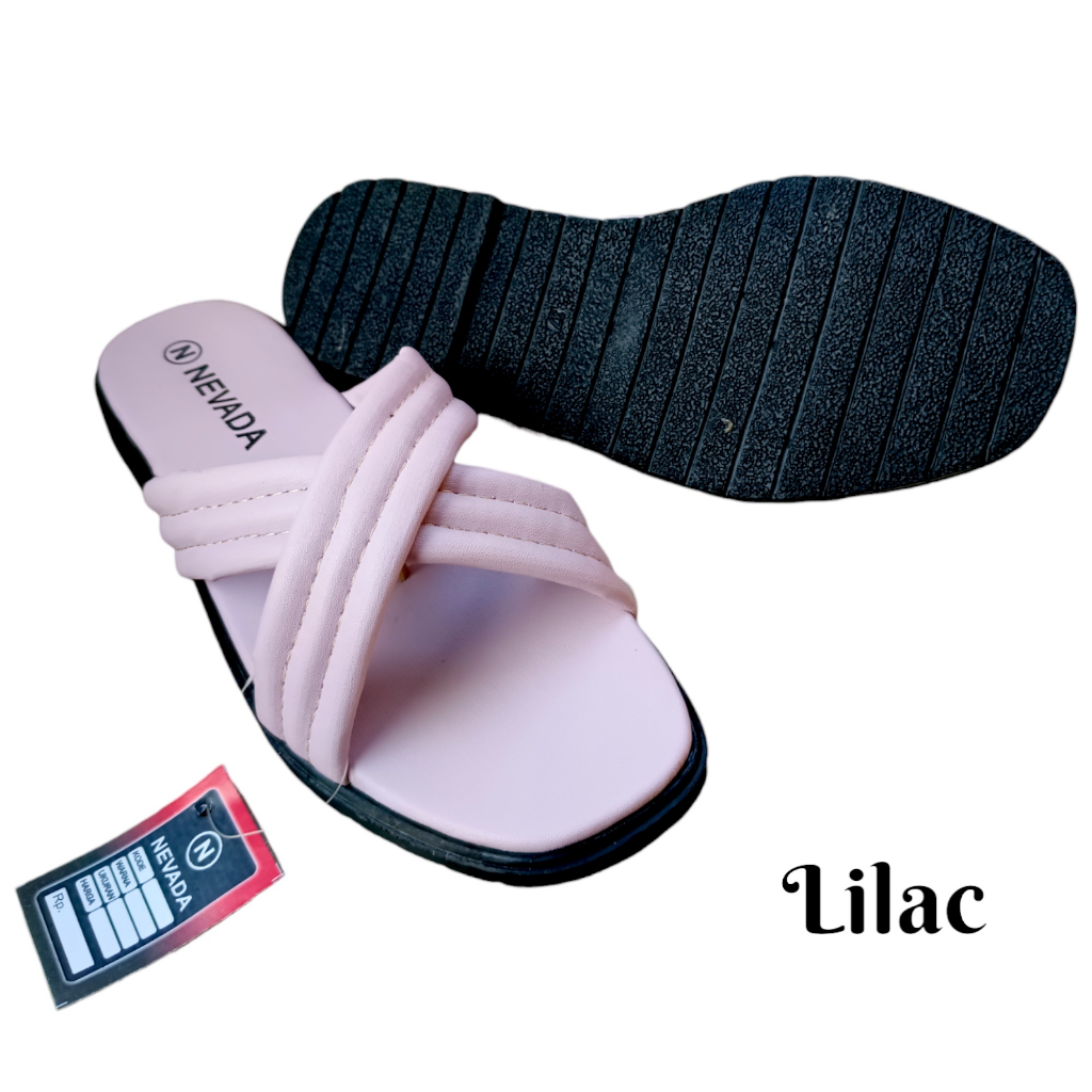 sandal flat wanita motif silang trendy minimalis casual kekinian masa kini sangat empuk untuk keseharian terbaru