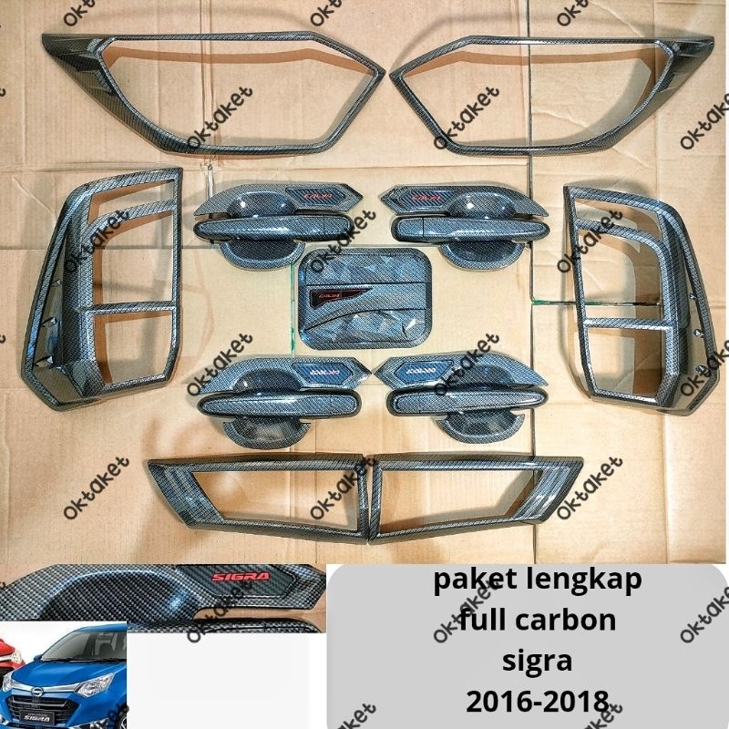 paket lengkap Calya Sigra 2016 2017 2018 Full Carbon garnish depan belakang outer handle tank cover