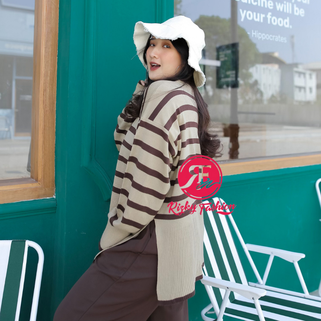 rizkyfashionrajut Layla stripe knit oversize