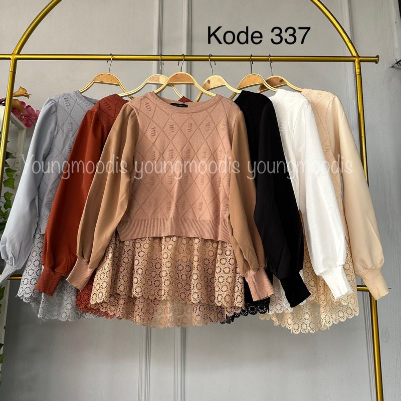 youngmoodis Lilly blouse rajut Lace import