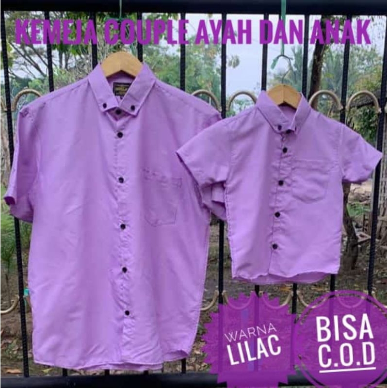 KEMEJA POLOS COUPLE AYAH DAN ANAK WARNA LILAC