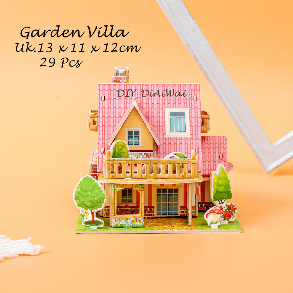 Puzzle 3D DIY bahan foam &amp; paper GARDEN VILLA mainan puzzle edukasi anak (kado,pajangan,dekorasi)