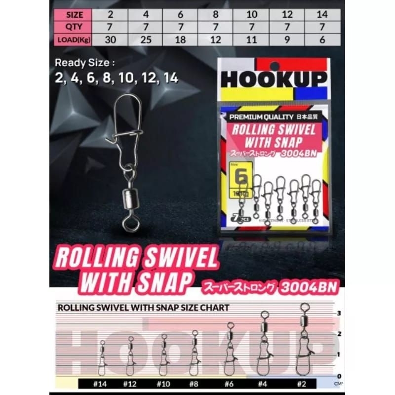 ROLLING SWIVEL WITH SNAP HOOKUP 3004BN