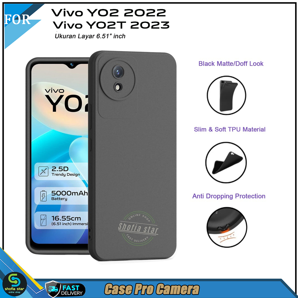 Promo Case Vivo Y02 2022 Y02t 2023 Y02A Y22 Y16 Softcase Slim Black Protect Casing