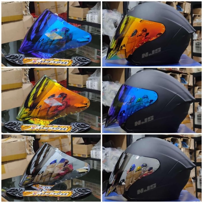 flat visor iridium + rachet pnp njs kairoz - dudukan kaca venom njs kairoz / visor njs kairoz- visor