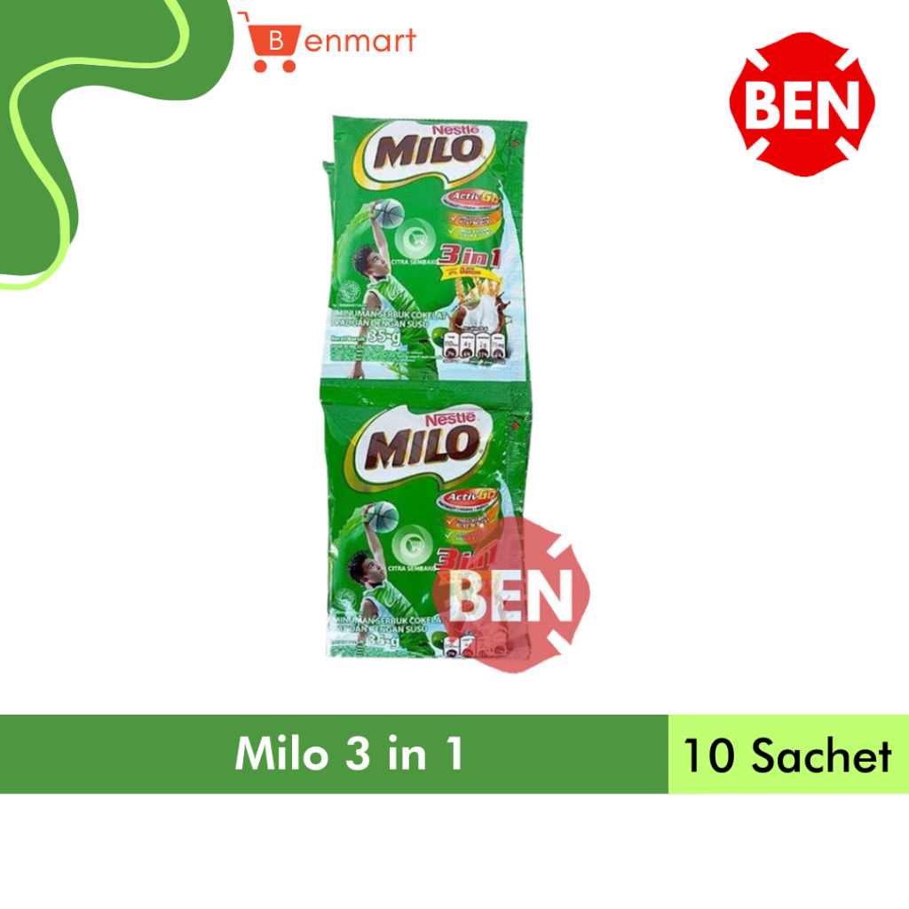 

Milo 3 in 1 - 1 Renceng 10 Sachet 35g 35gr 35 g gr - Susu 3in1 Bubuk