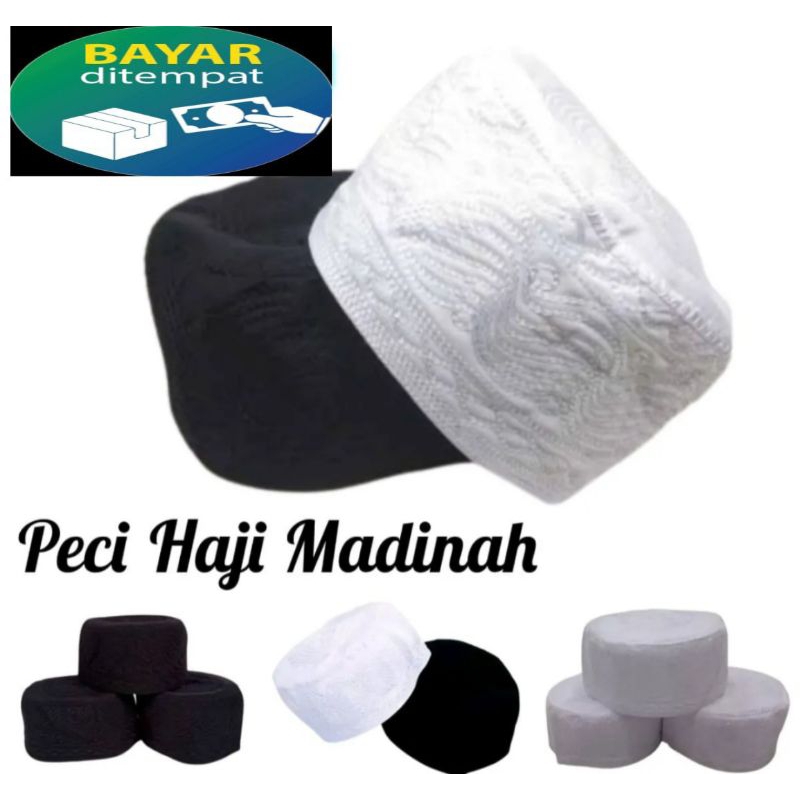 MURAH Peci Madinah Peci HAJI Peci Putih Haji Peci Hitam Madinah Peci HAJI Rajut Peci Madinah Putih P