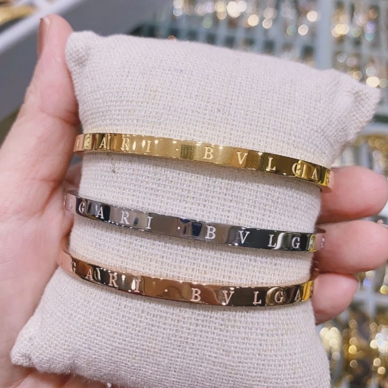 Gelang Titanium asli Set isi 3pc Bahan tebal kilau mirip emas asli Premium Quality Anti karat anti alergi Stainless steel  ori G0299