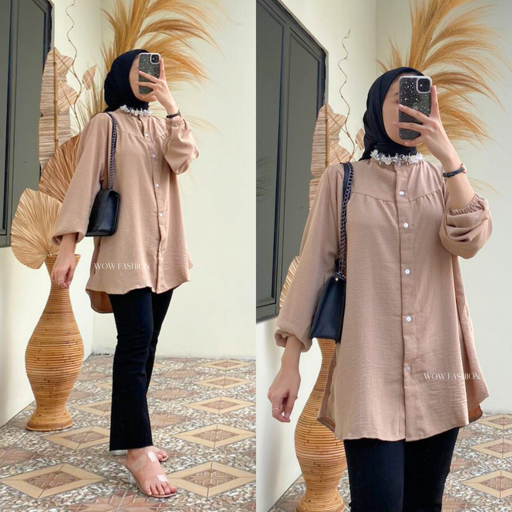 DELOVA BLOUSE LINEN CRINKLE TERBARU