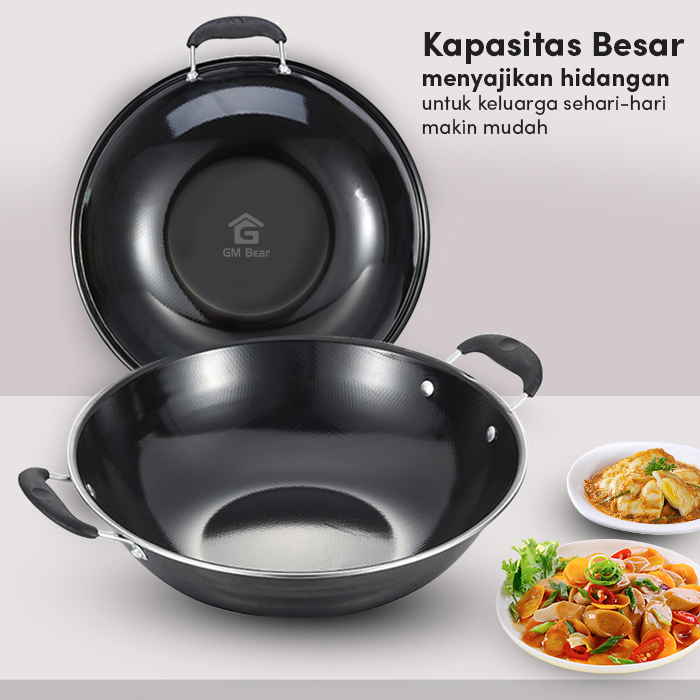 GM Bear Bundle Hemat Kompor Listrik 1573 + Wajan Kuali 30cm 1070 - Package Alat Masak