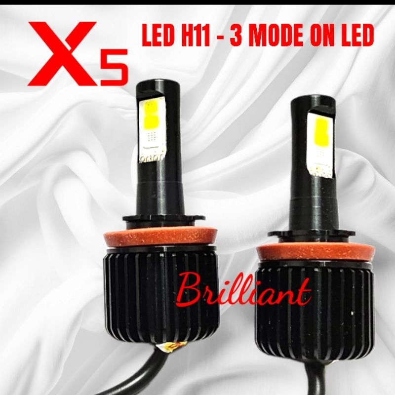 Lampu Mobil Led Type H11 - 3 Mode Nyala - Putih / Kuning / Biru
