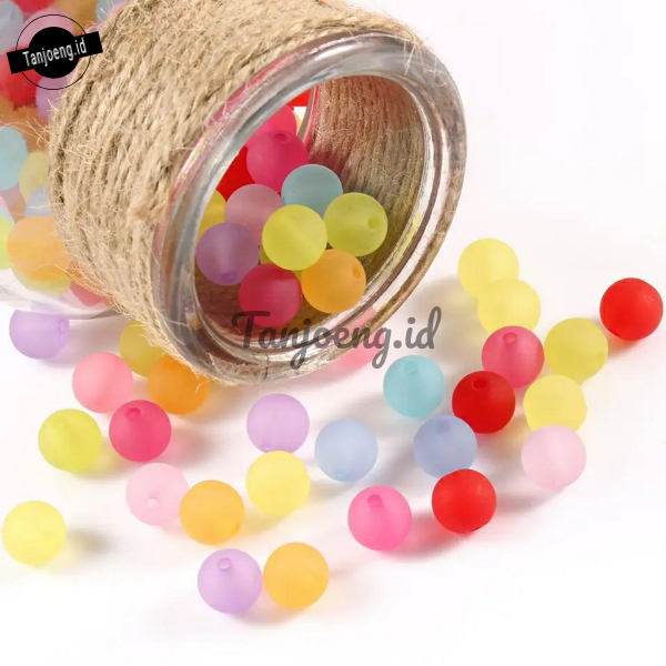 (50Pcs) Manik Bulat Ice 8mm  Manik candy Acrylik Bahan Kerajinan Craft