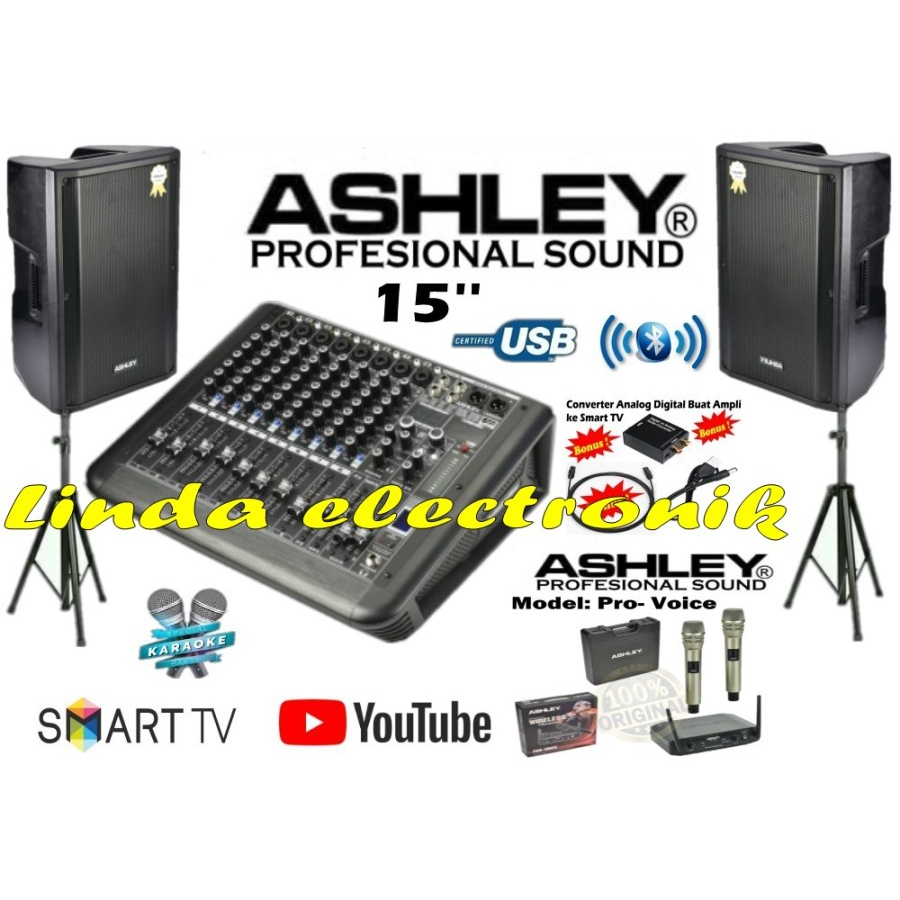 paket sound system ashley ym400p ashley lm800p 15 inch garansi resmi