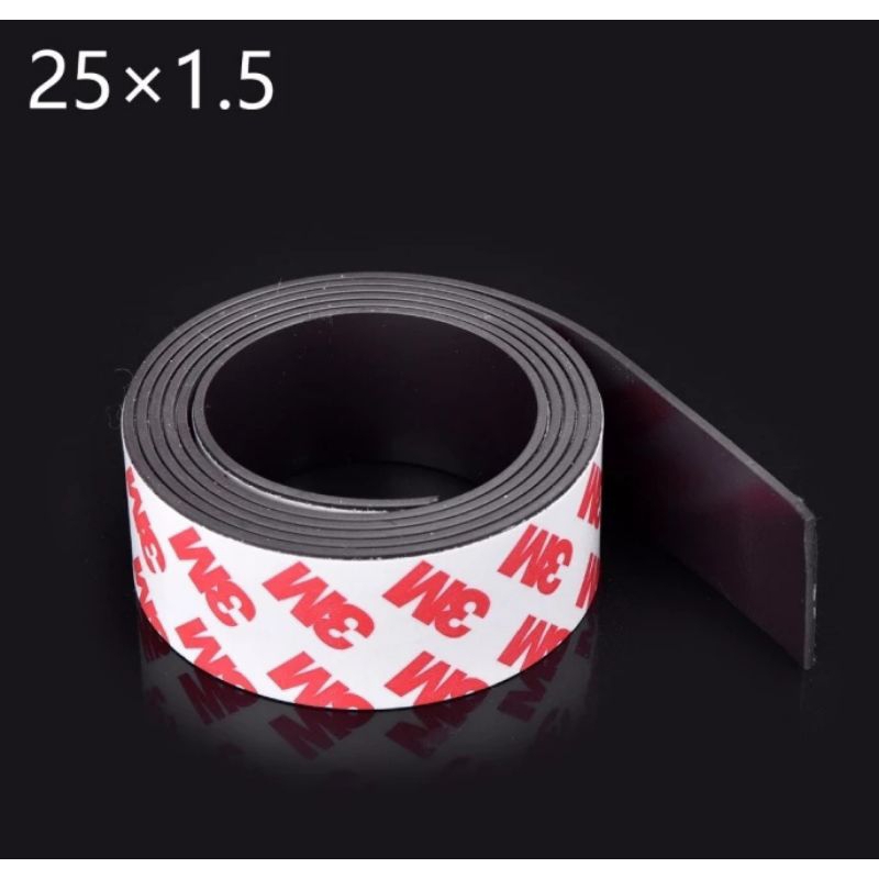 1meter Rubber Magnet Strip lembaran + tape 3M lebar 25mm tebal 1.5mm