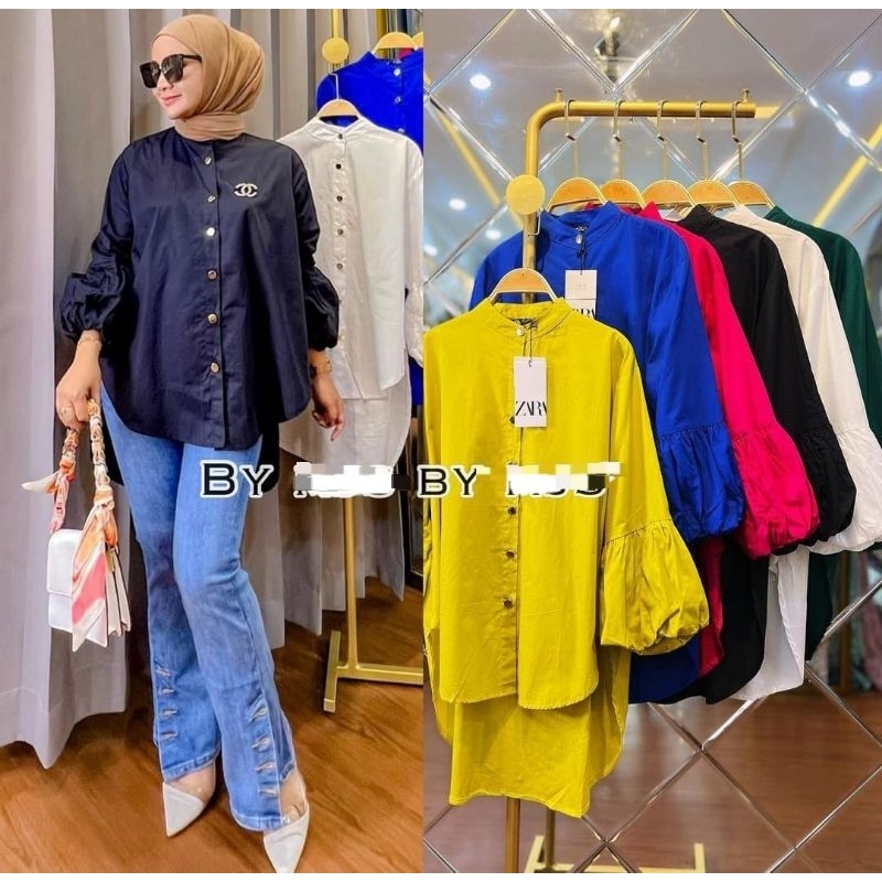 kemeja polos tangan balon z*ra  katun imp prenium
